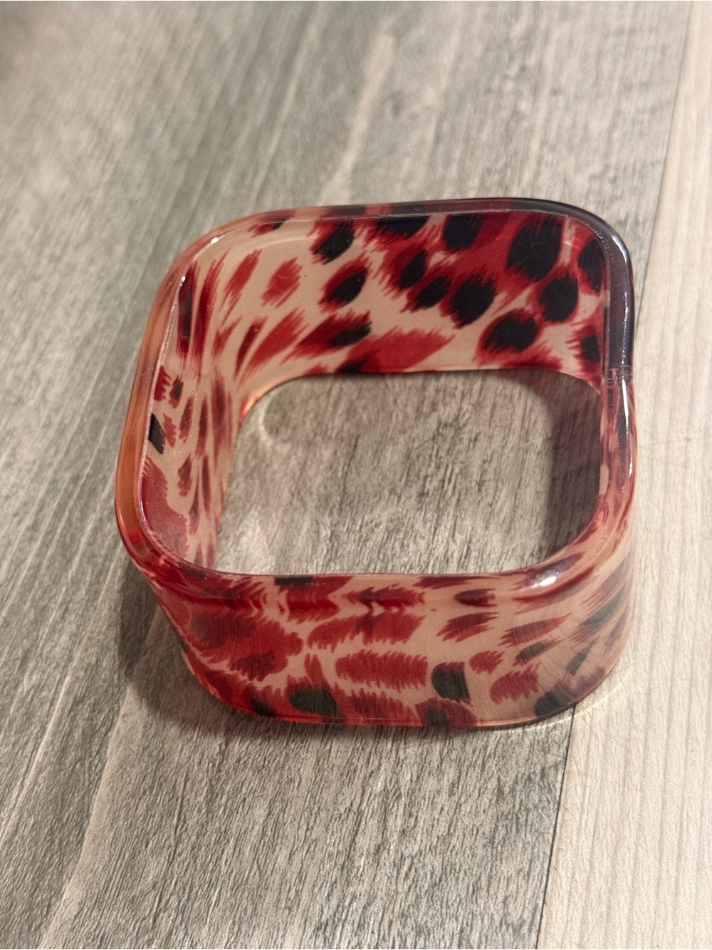 Red Leopard Print Bangle Bracelet